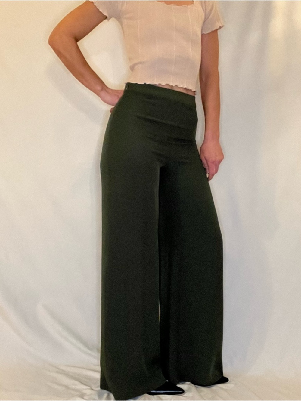 Forever 21 High Rise Wide Leg Flat Front Trouser Dress Pants Women's Small - Picture 8 of 10